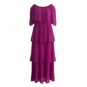 TCEC Pink Off-Shoulder Pleated Maxi Dress- Size S